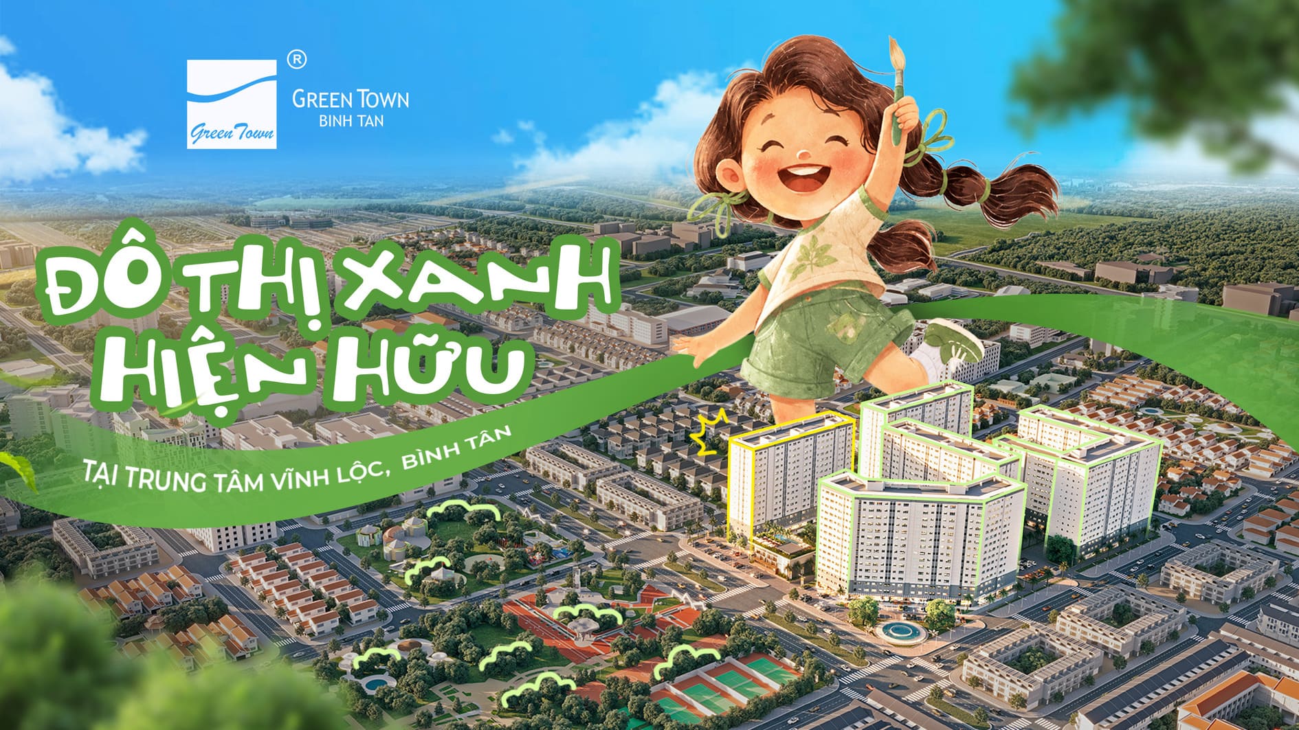 Banner giới thiệu dự án Solena Green Town mang lại giải pháp an cư toàn diện
