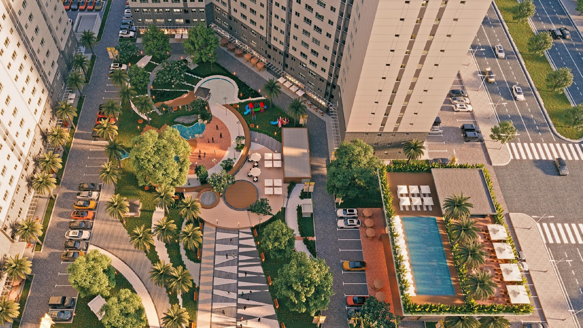Phối cảnh công viên xanh mát tại dự án Solena Green Town Bình Tân