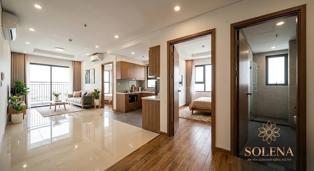 Mặt bằng sàn và thiết kế layout căn hộ thông minh tại dự án Solena Green Town