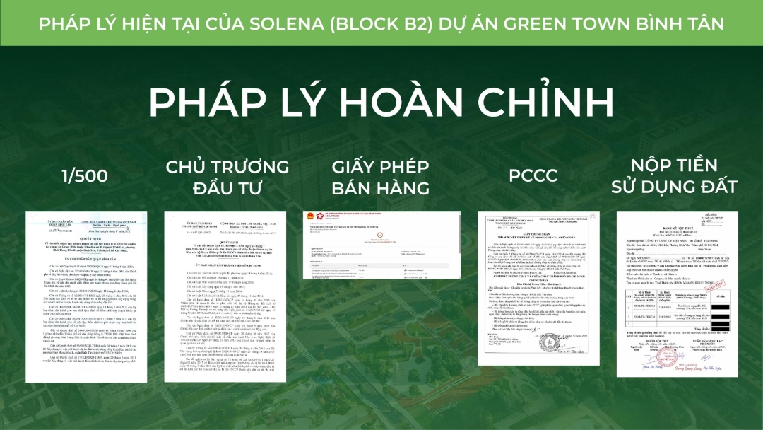 Bộ hồ sơ pháp lý hoàn chỉnh và minh bạch của dự án Solena Green Town